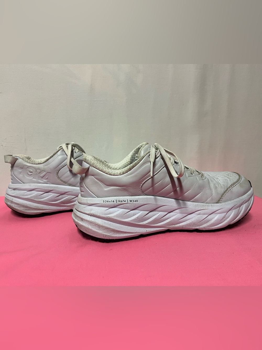 Hoka Bondi SR MN BB Size 6.5 White Leather Slip Resistant Work Walking Shoes - Picture 13 of 14